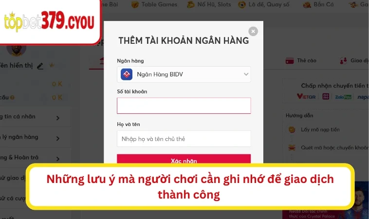Những lưu ý mà người chơi cần ghi nhớ để giao dịch thành công